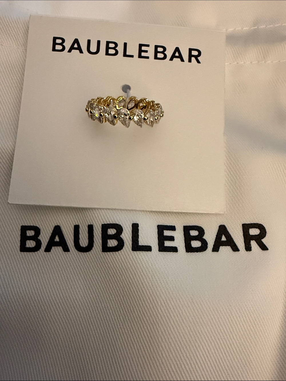 BaubleBar Gold Teardrop Crystal Stack Ring